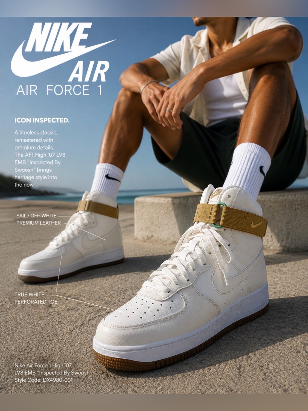 Nike Air Force 1 High ’07 LV8 EMB “Inspected By Swoosh” DX4980-001 Sz 11 NWT